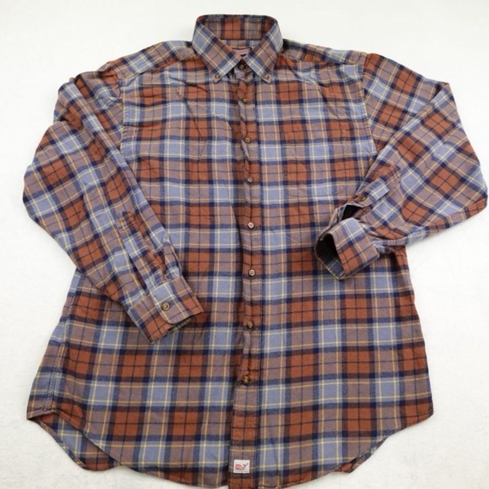 Vineyard‎ Vines Blue and Brown Plaid flannel Men's Shirt size small